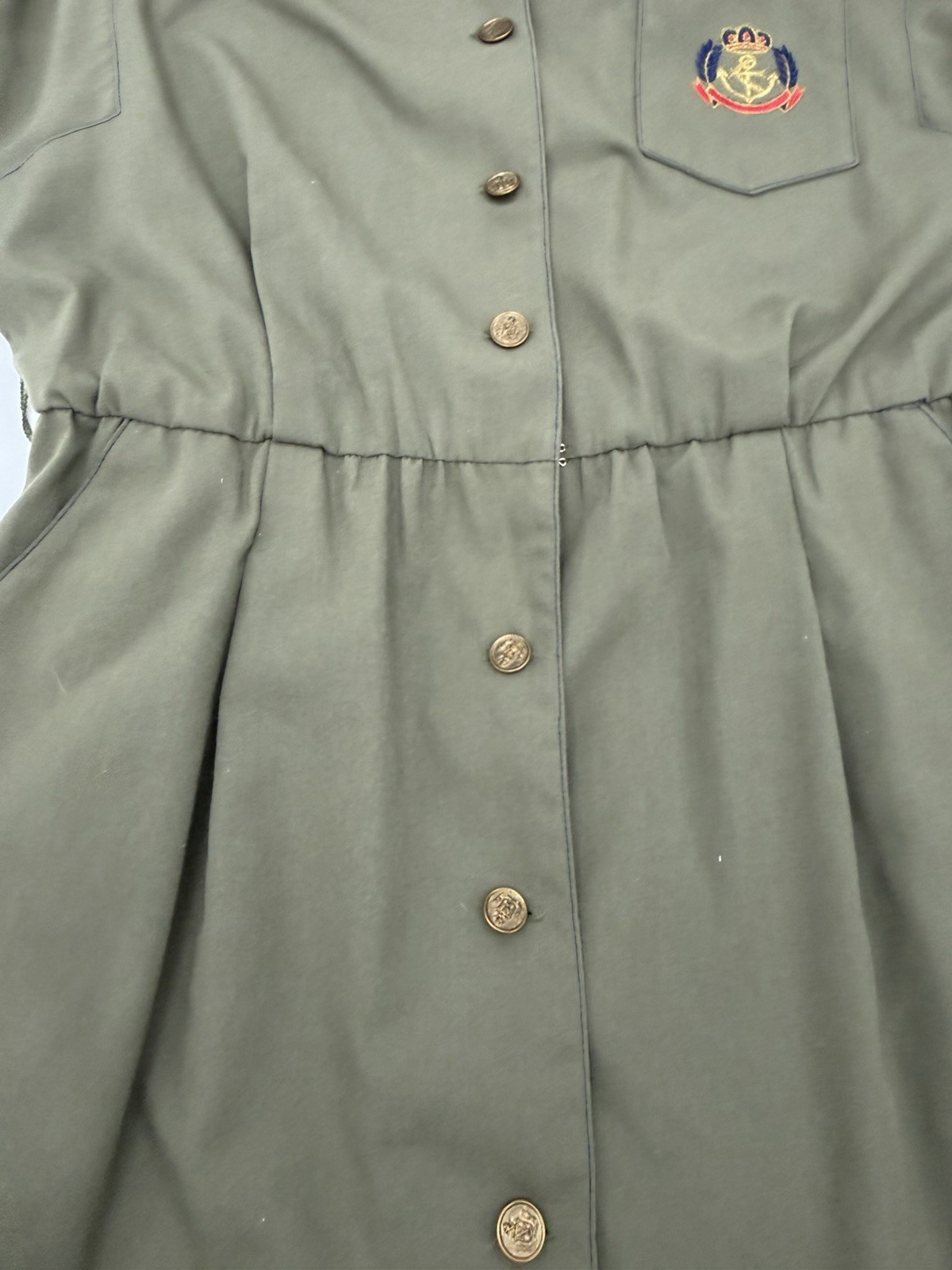 Vintage 80s Petites By Willi Green Khaki Camp Dress Girl Counts Women’s Sz 8