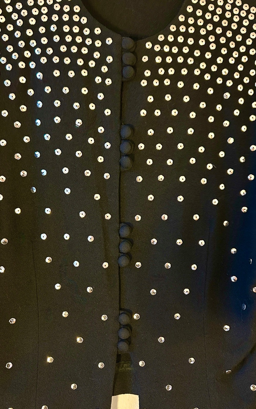 VINTAGE 1930’s Timeless Black Wool Crepe and Silver studded Jacket size 6
