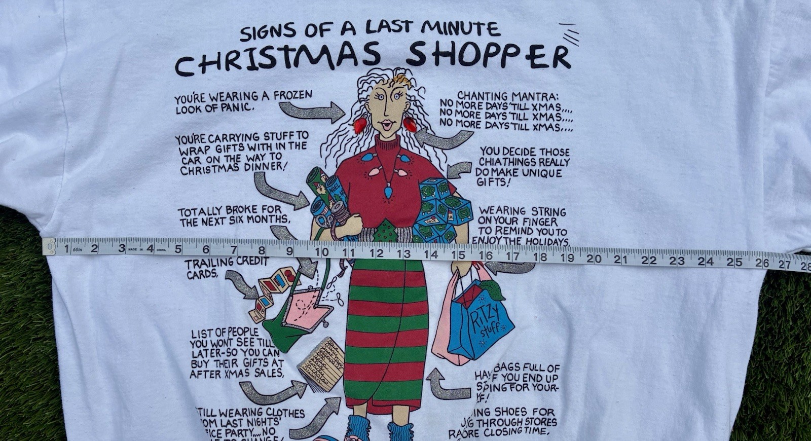 Vintage 90s Christmas Sweatshirt “Last Minute Shopper” USA Made Womens Size L/XL
