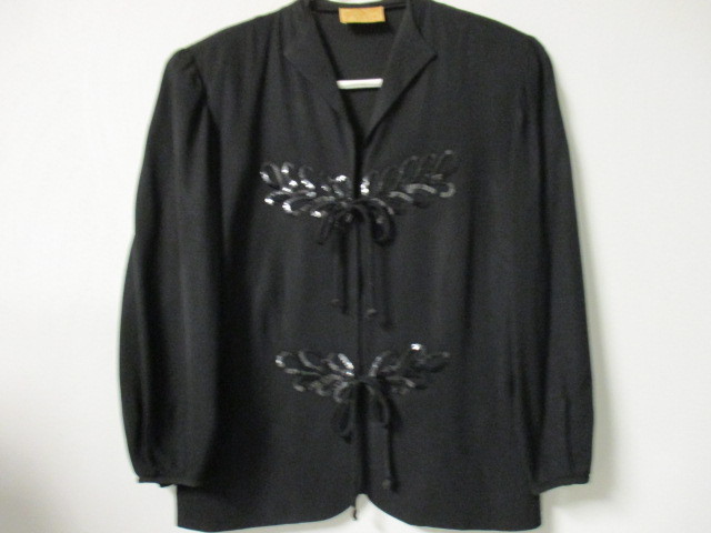 VINTAGE 1940’s Black Blouse/Jacket with Sequins Size 6