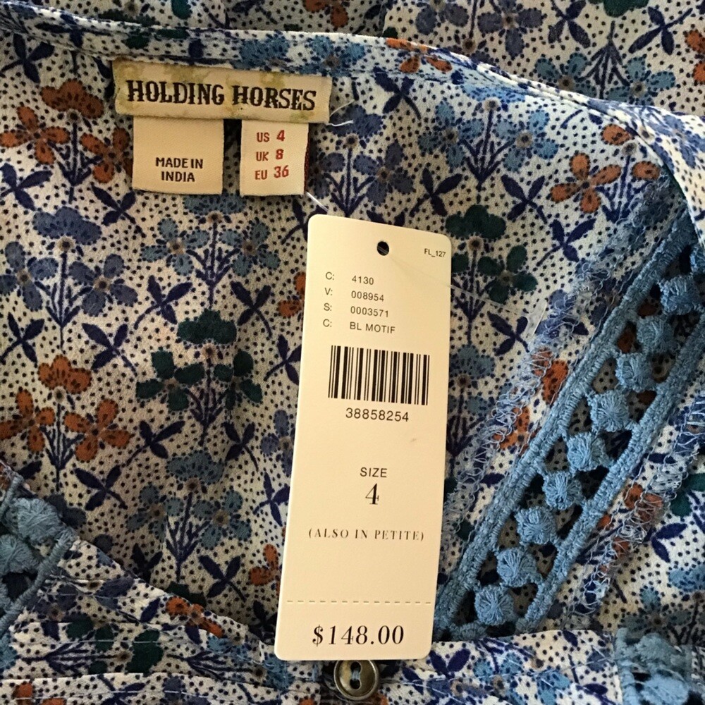 Holding Horses Floral Betony Peasant Swing Dress