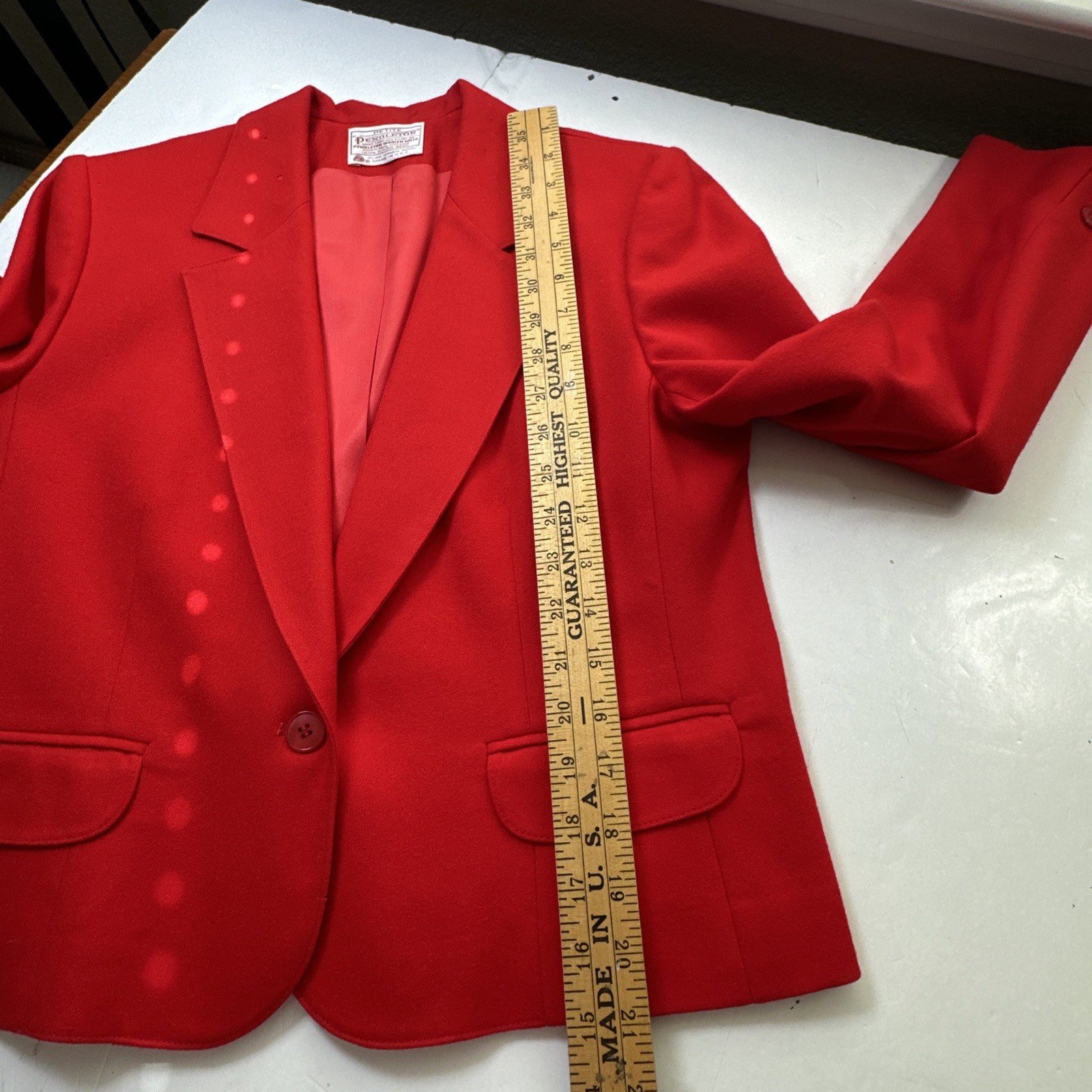 Vtg Pendleton Wool Blazer Jacket Womens Red Lined USA Sz- 12 Petite #750