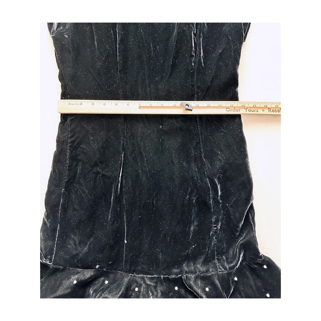 Vintage Velvet Wiggle Dress S Pearls Mermaid Old Hollywood Goth Glam Bodycon