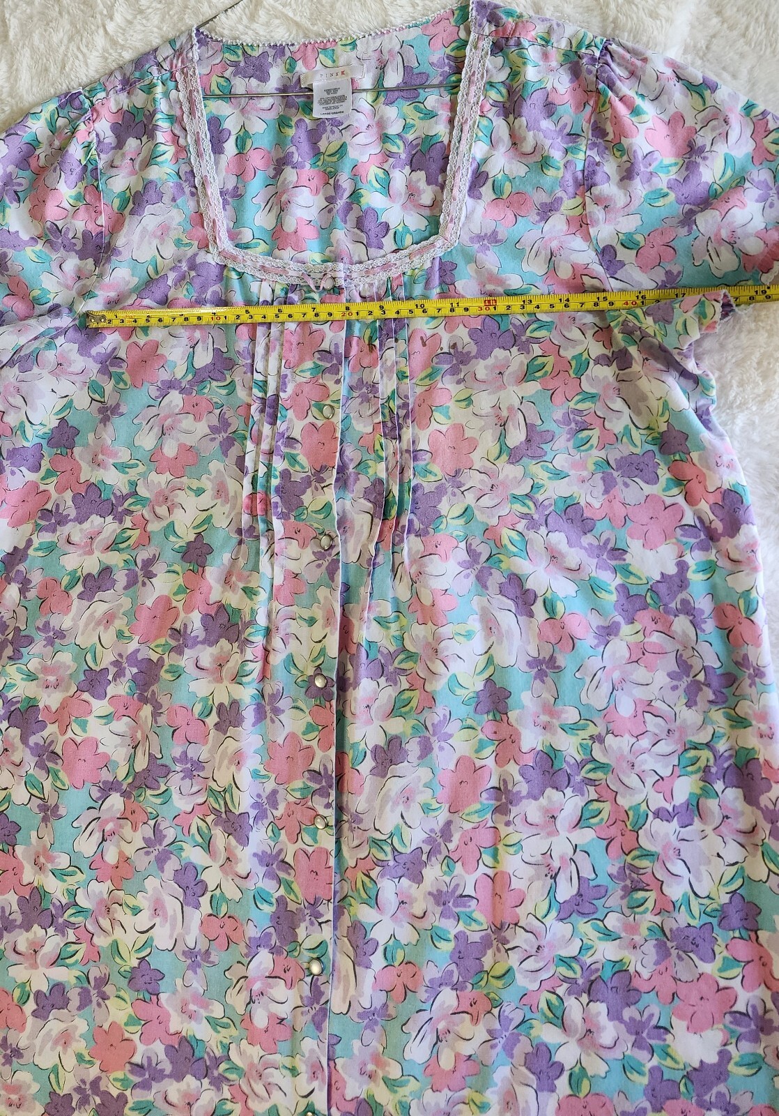Vintage K-Mart PINK With Pearl Style Snap Closure House Coat Duster Nightgown L