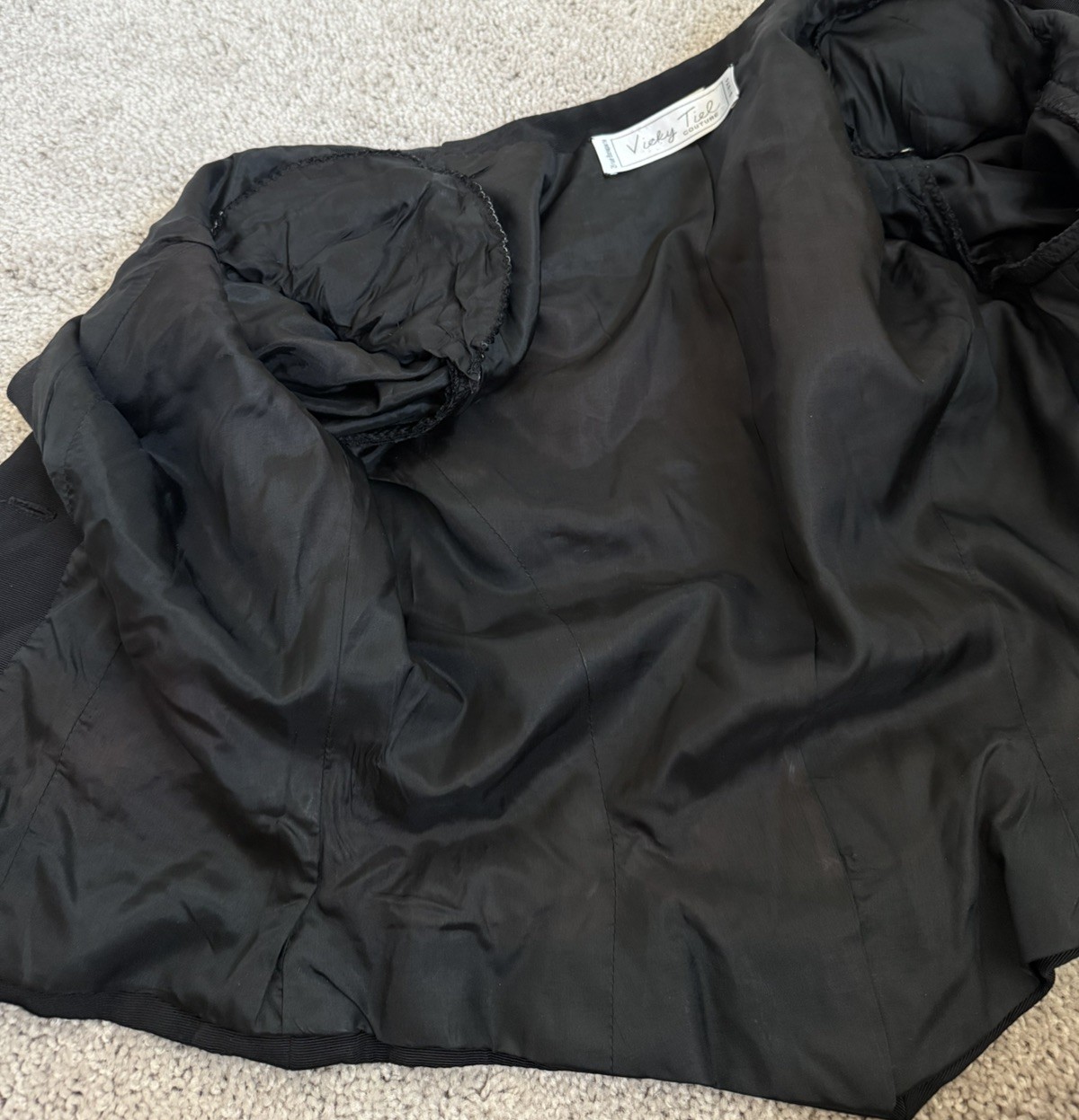 Vintage vicky tiel couture blazer Black Size Xs/s Gold Buttons Elegant Paris