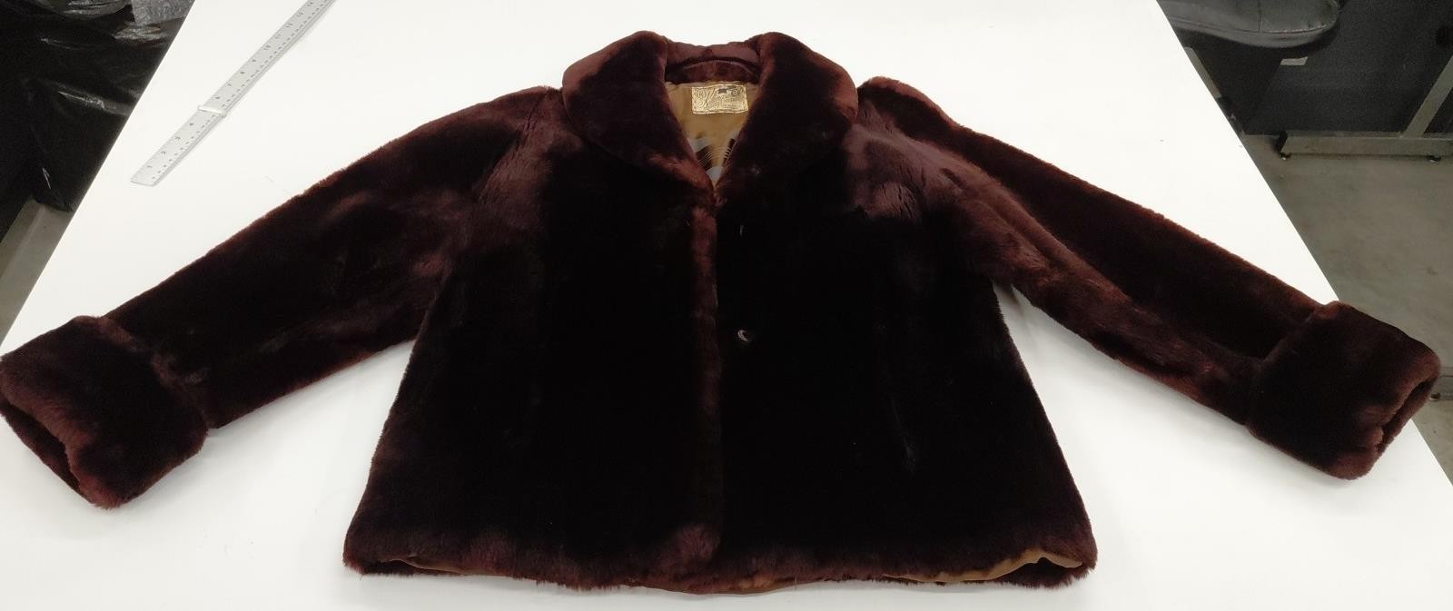 Womens Vintage Real Brown Fur Coat 1960s Small/Regular Unique Luxury Stripes