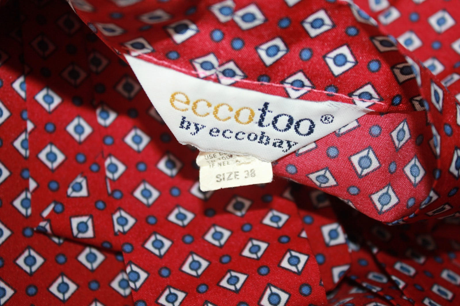 Vintage 1980s ECCOBAY long sleeve blouse red tie button secretary M/L Eccotoo