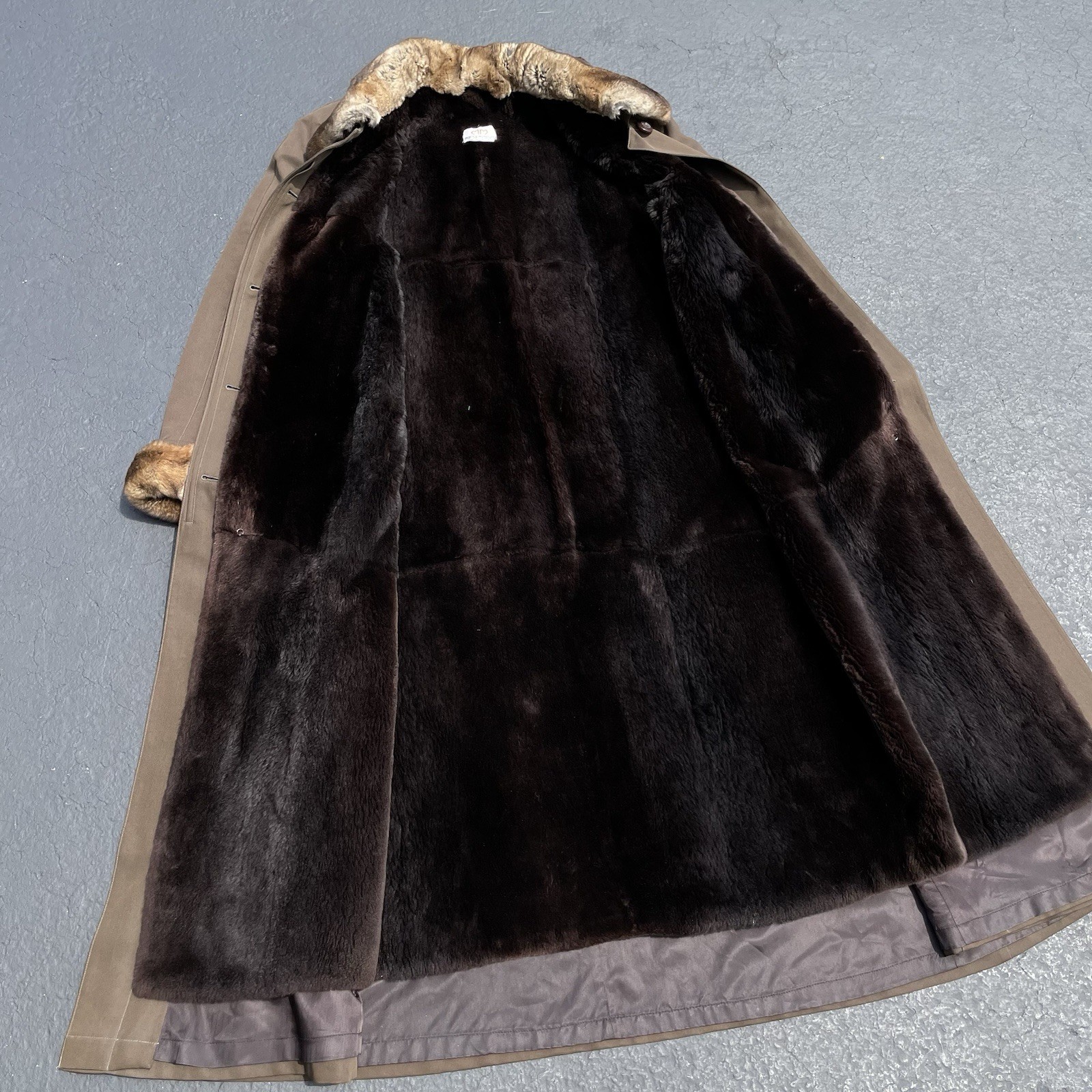 Vintage Marisa Minicucci Duster Coat Womens 14 Brown Rabbit Fur Lined Button