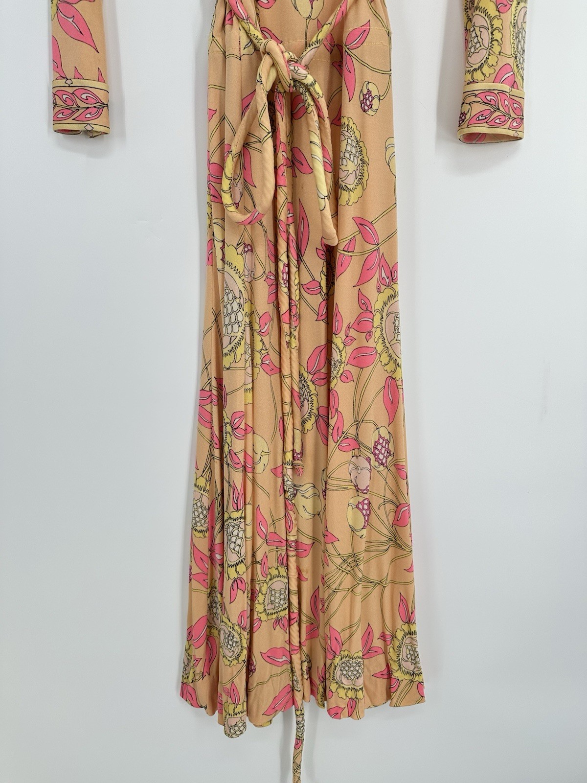 Vtg Emilio Pucci Saks Fifth Avenue Silk Jersey Floral Midi Dress 70s Sz 10 READ*