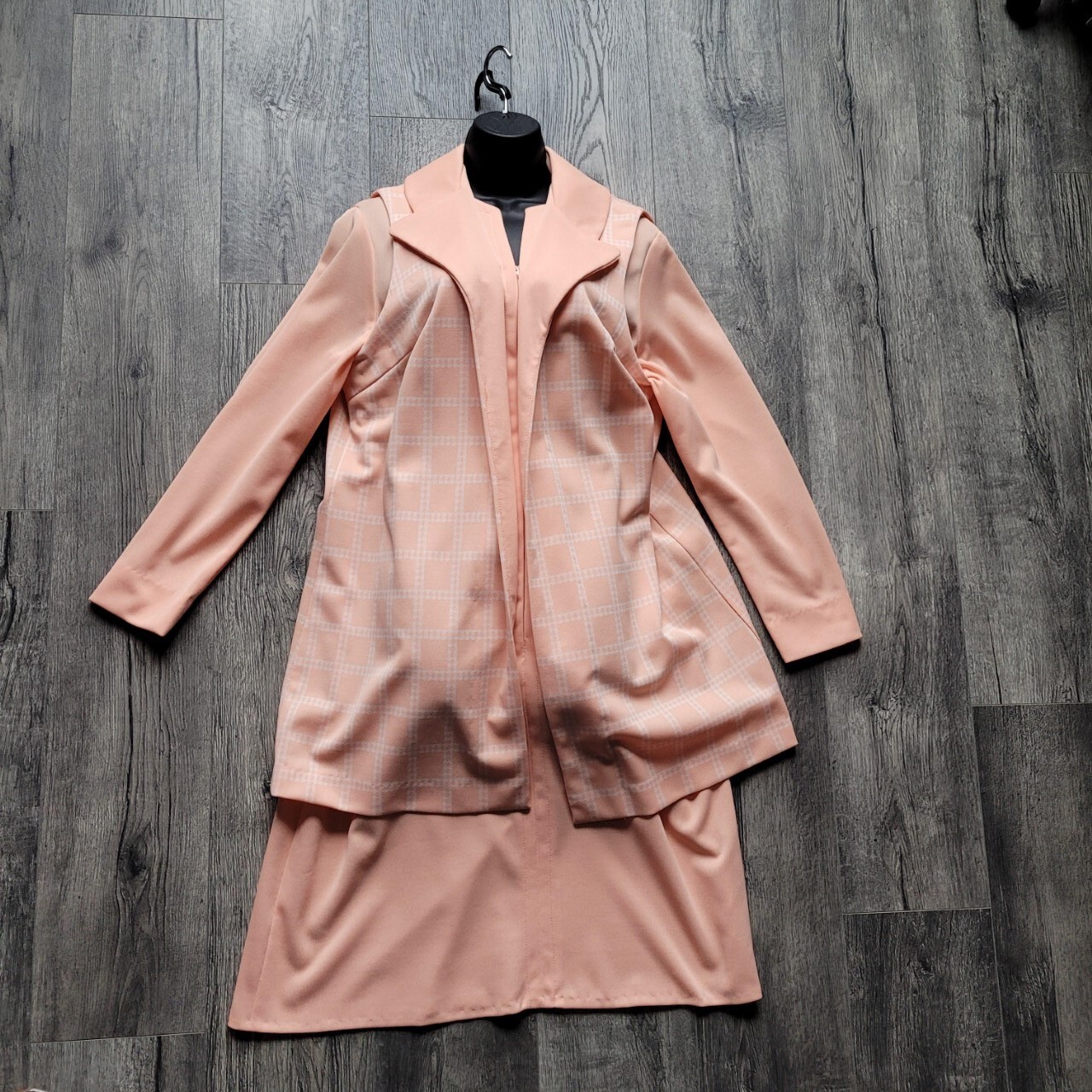 Vintage 50’s 60’s Smarty Togs of Texas Dress & Vest Set Coral Checked Women’s 22