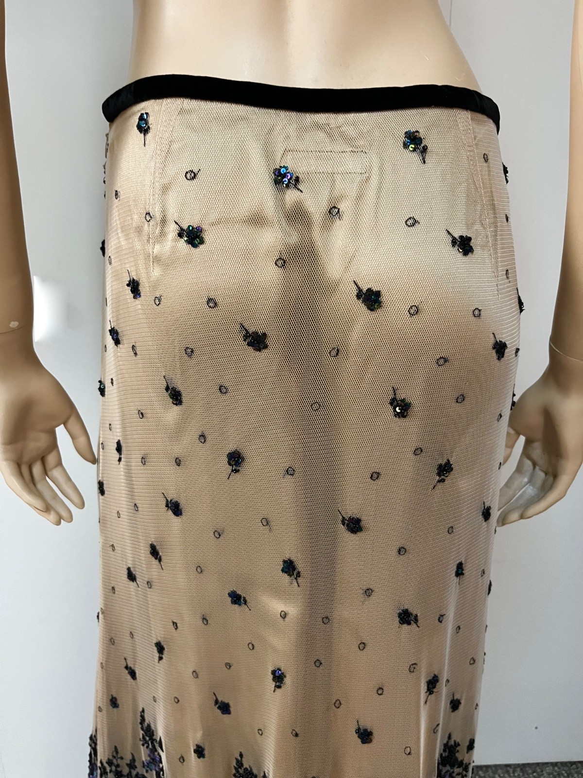 Excellent Vintage J Peterman Belle Epoque Silk Beaded Skirt Size 8 Waist 28-29