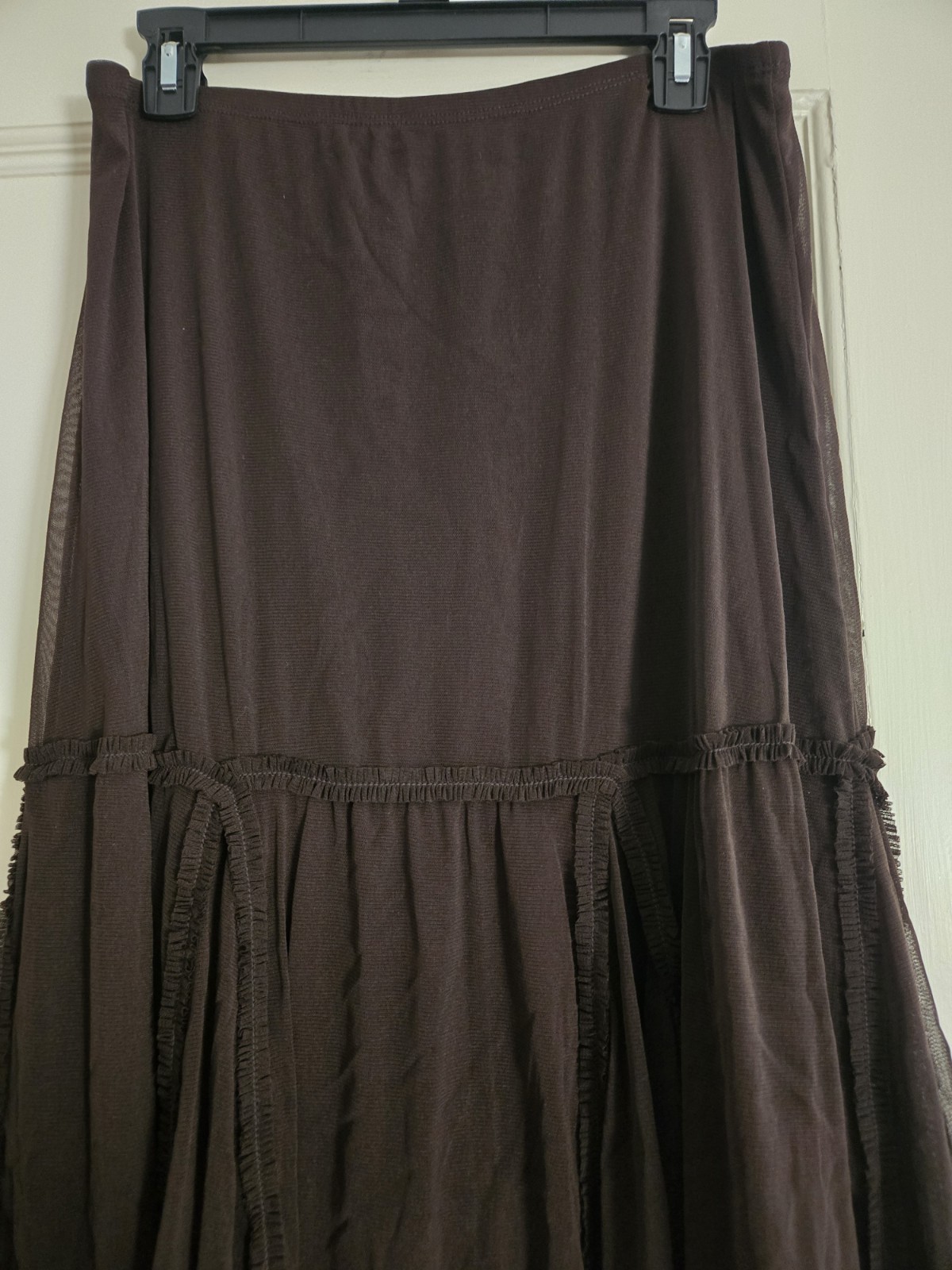 Max Studio Women Fairy Grunge Mesh Fringe Poly Midi Skirt Size M Vintage Y2K USA