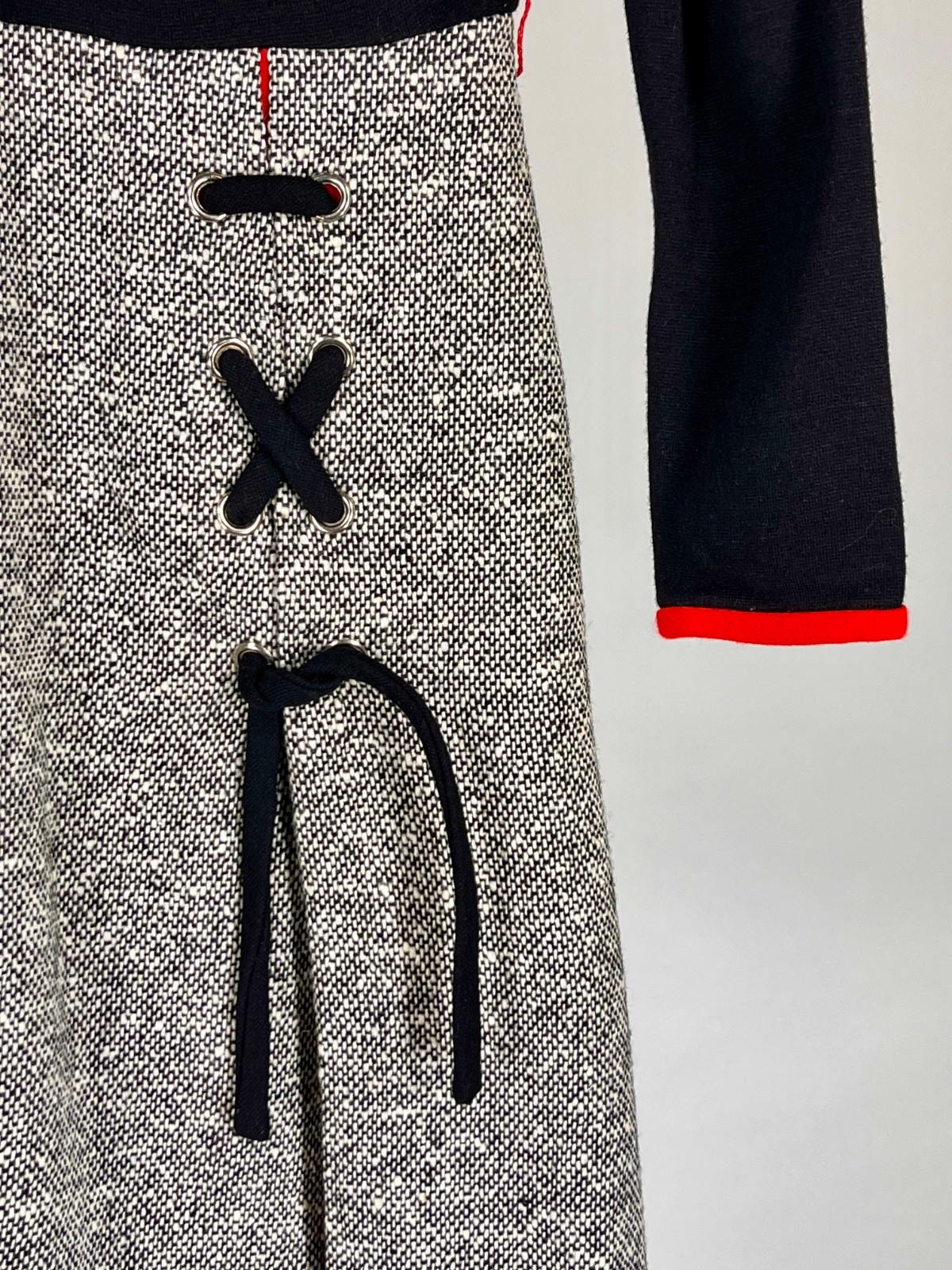 Vintage 1960’s-70’s black, grey and red fit-and-flare dress by SHAWN JR.S PETITE