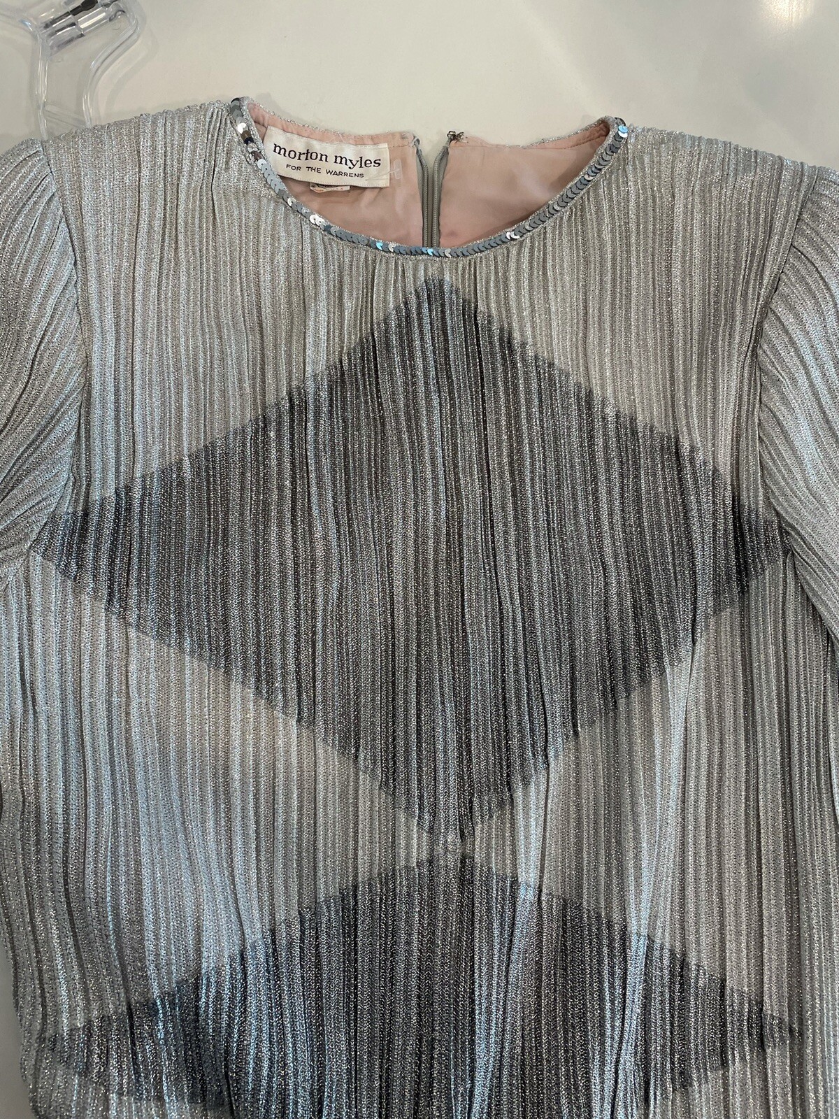 80s Vintage Morton Myles For The Warrens Sz 12 Silver Lame Dress Stunning !