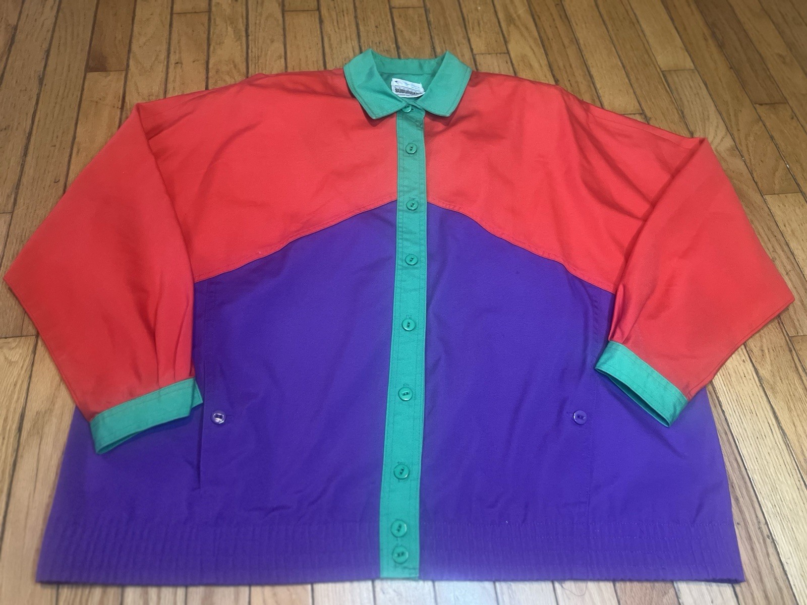 Vintage country suburbans Color Block 80s Button Shirt Blouse Women’s Size 16