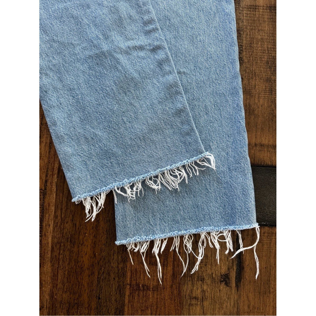 Madewell Petite ’90s Straight Jeans Revoir Wash High Rise Raw Hem 24P Rigid
