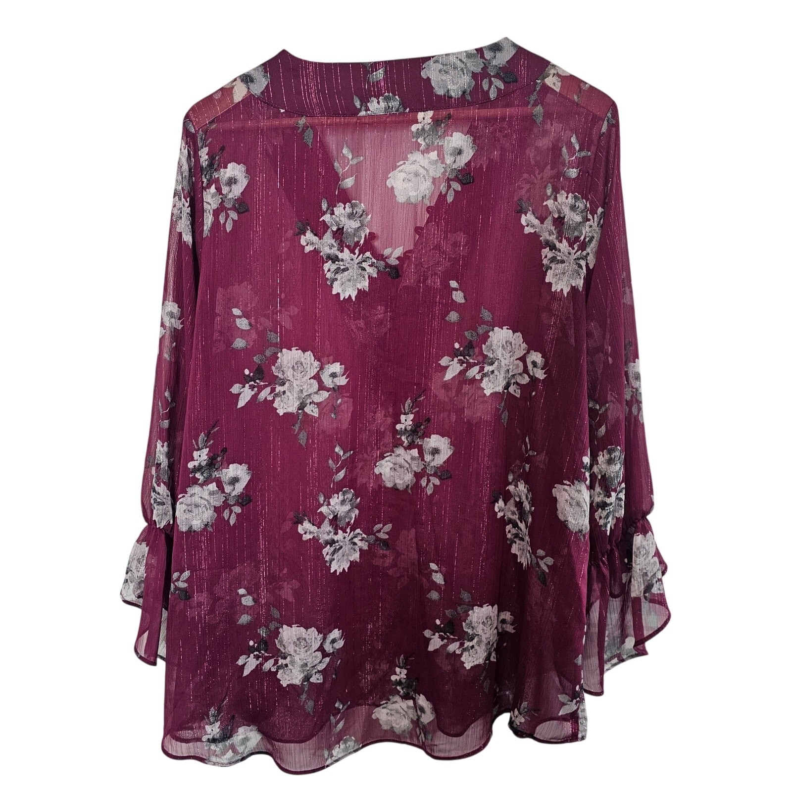 Cato Y2K Floral Blouse Women 18/20W Purple Whimsygoth Fairy Boho Relaxed Cottage
