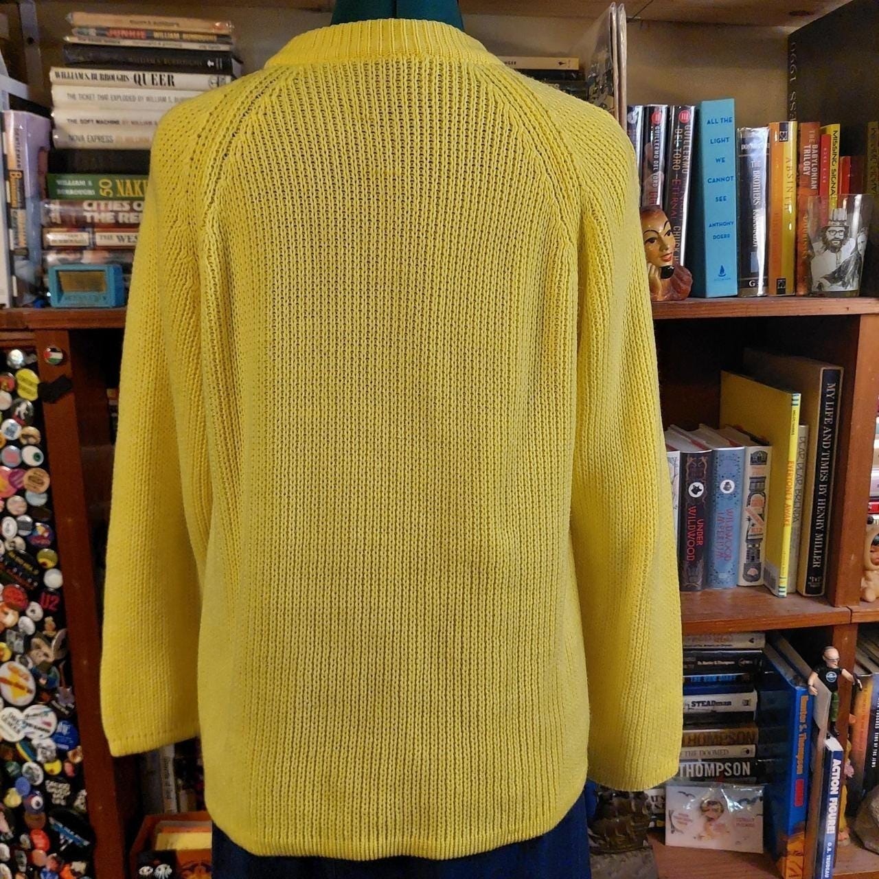 Vintage bright yellow cable knit cardigan.