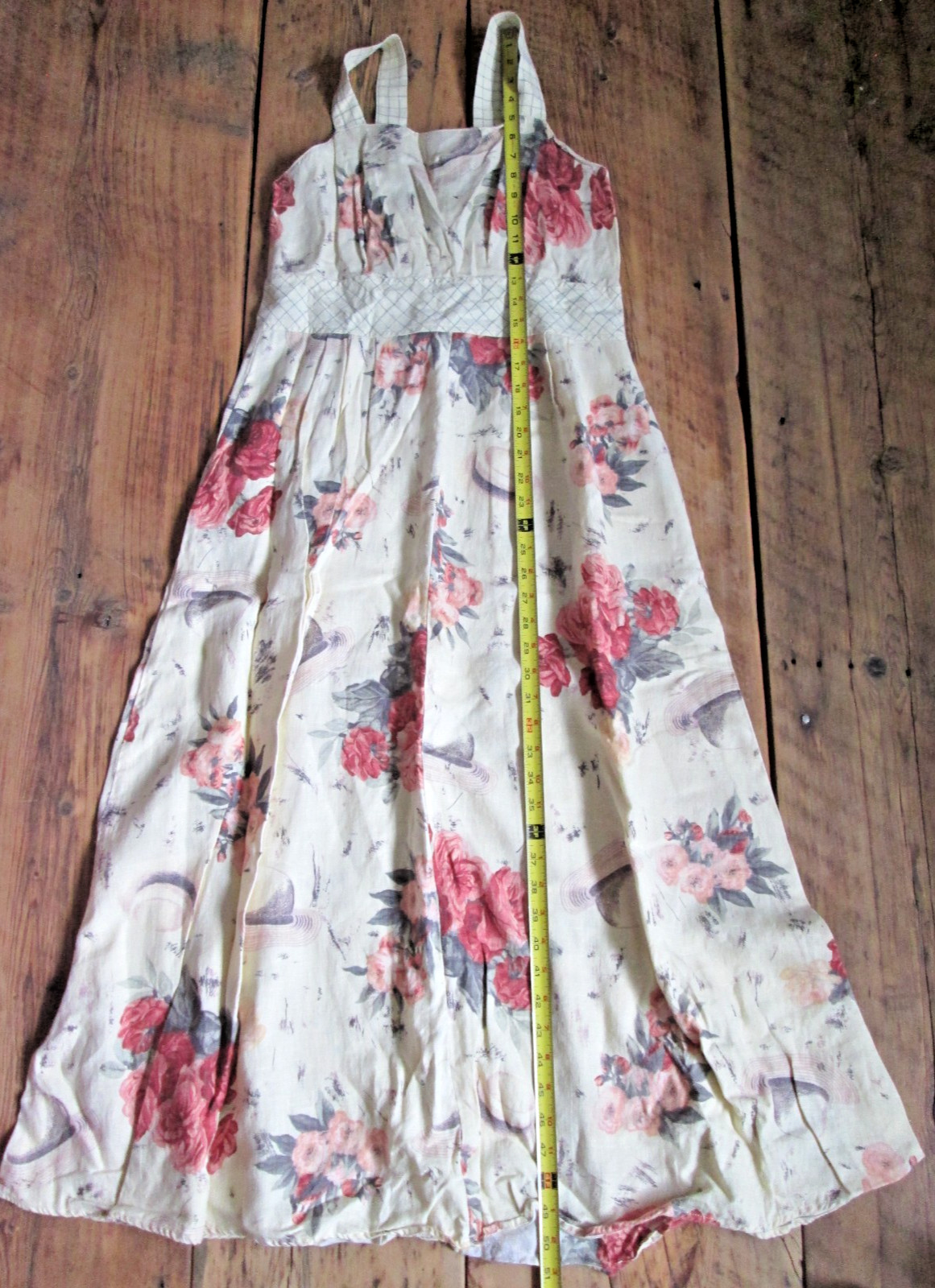 Vintage Carol Anderson California 100% Linen Dress 10 Shabby Floral Sleeveless