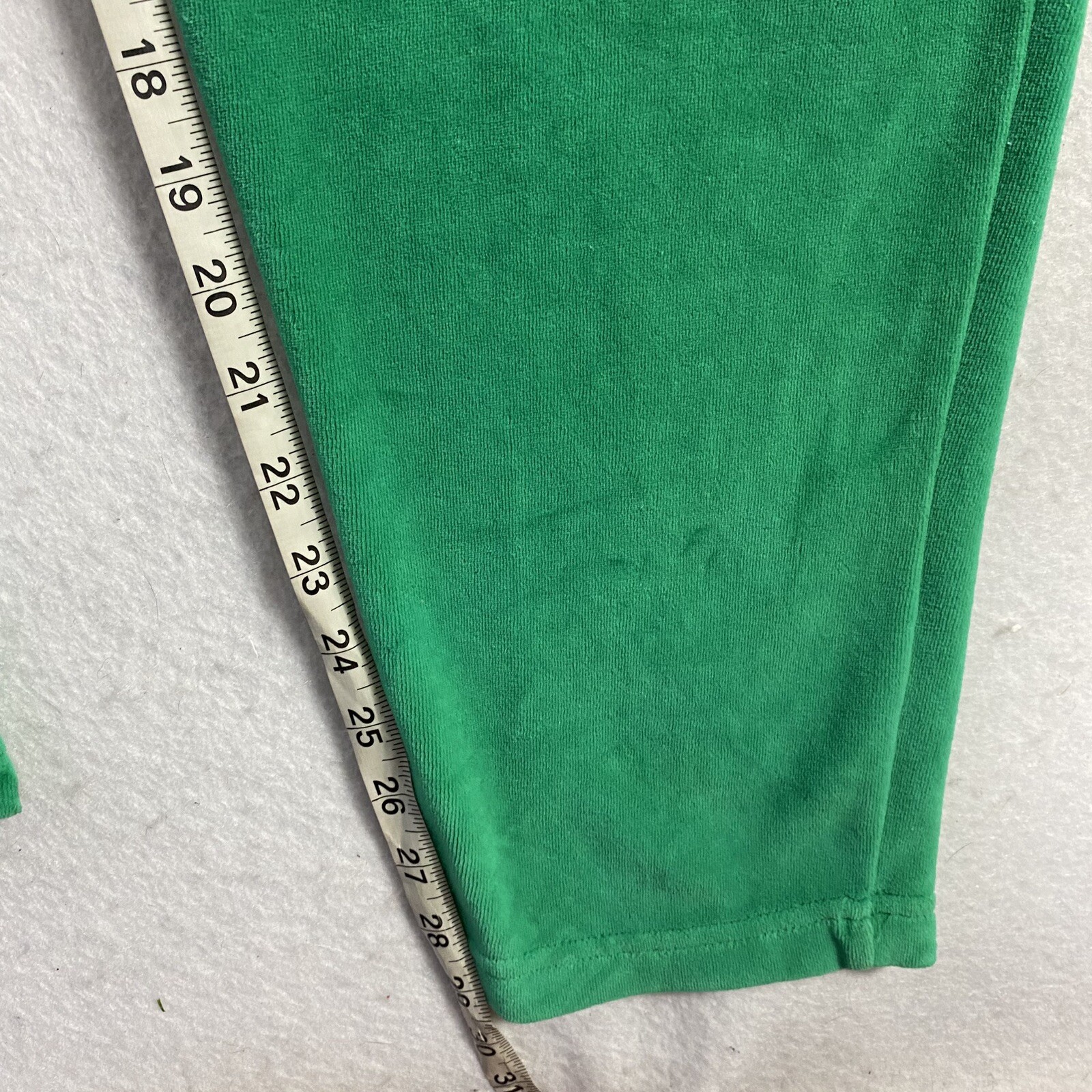 VTG Green Velour Jumpsuit Button Up Long Sleeve S 80s 90s Pockets High Rise