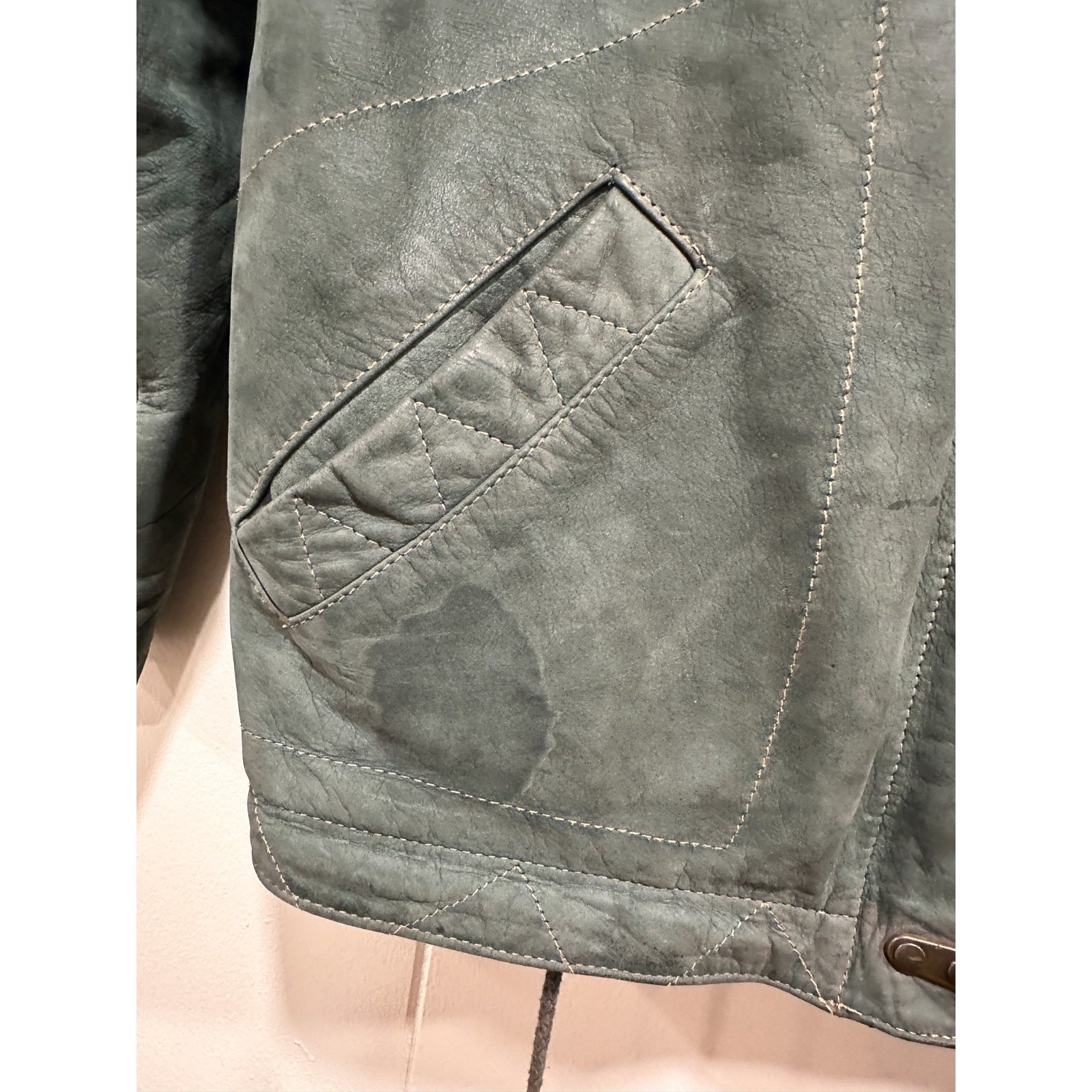 Vintage Lloyd Elliot Country Club Leather Jacket Green Womens M