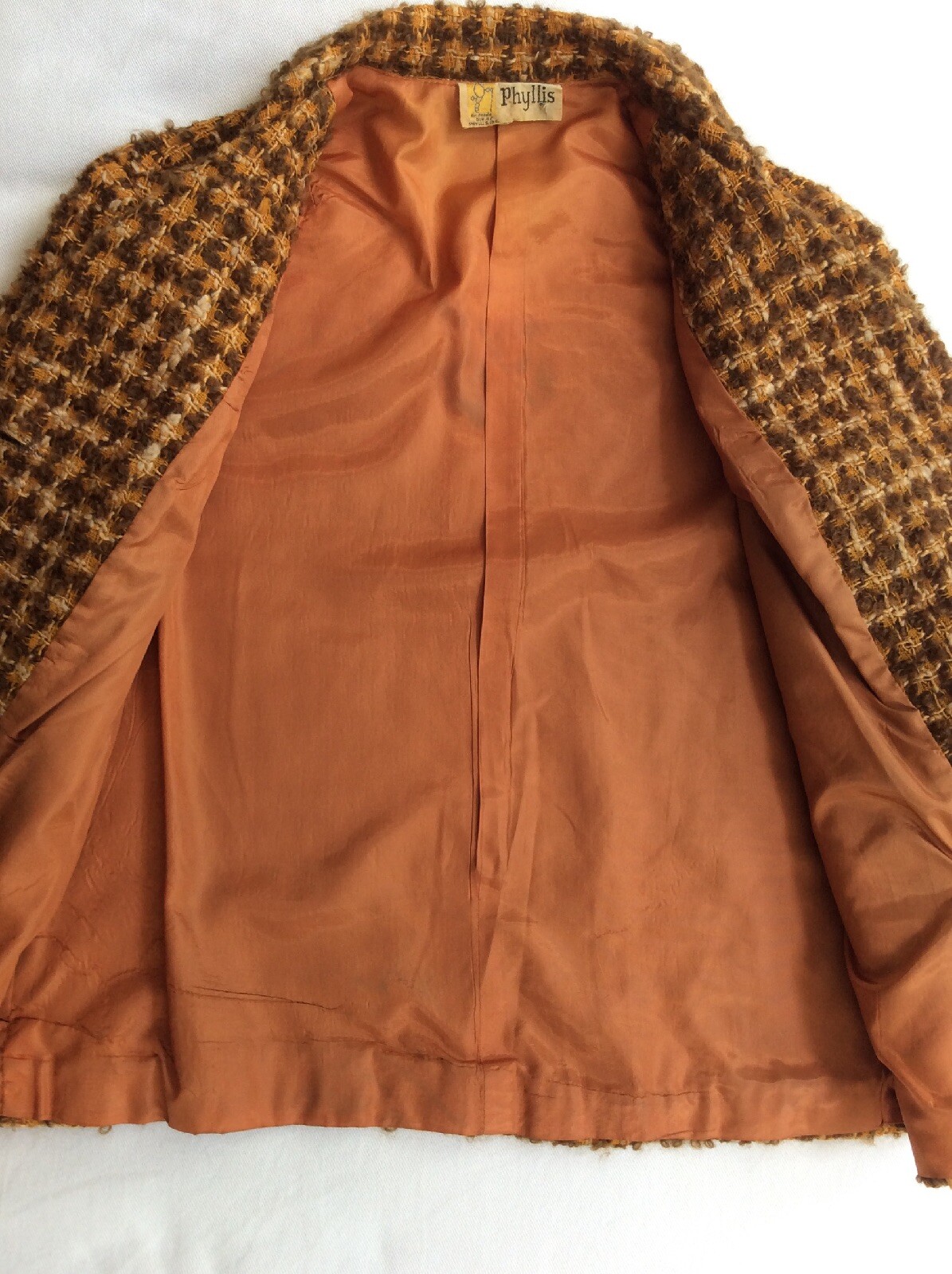 Vintage wool short Jacket 1960 era size M Phyllis boucle brown