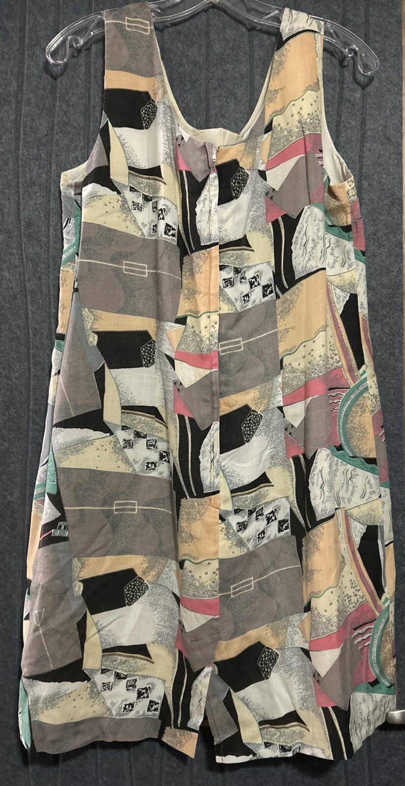 Vintage For Petes Sake Abstract Sleeveless Lined Dress 100% Rayon Dry Clean Only