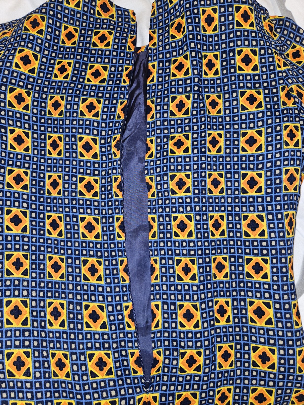 Jean Louis Scherrer Size 38 Vintage 70s Dress + Matching Scarf/Belt Blue Yellow