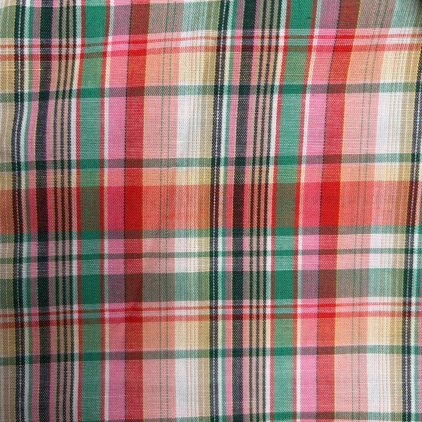 Oak Hill Plaid Blouse Women 18 Red Pink Scalloped Peter Pan Collar Puff Sleeve