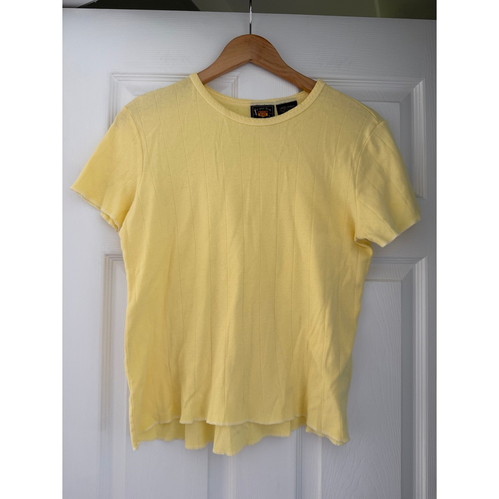 Vintage Route 66 Womens Yellow Cotton Basic T Shirt