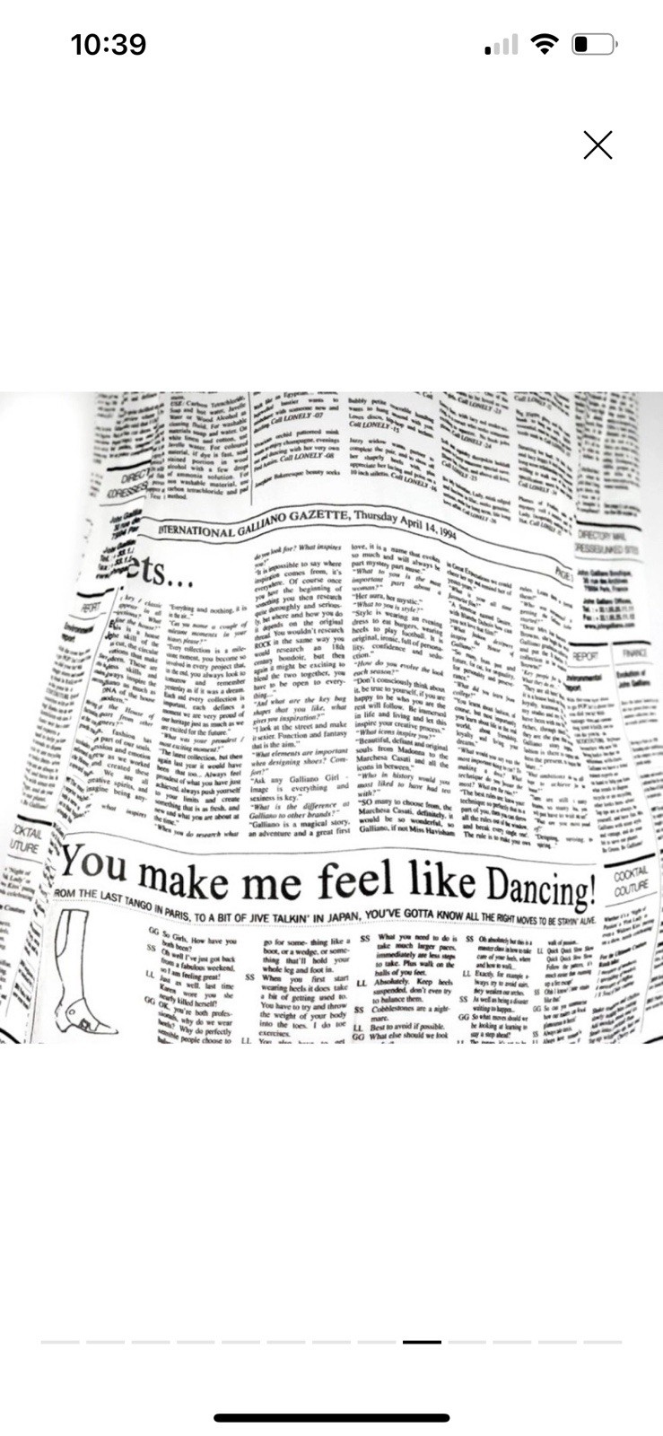 John Galliano Newspaper Dress