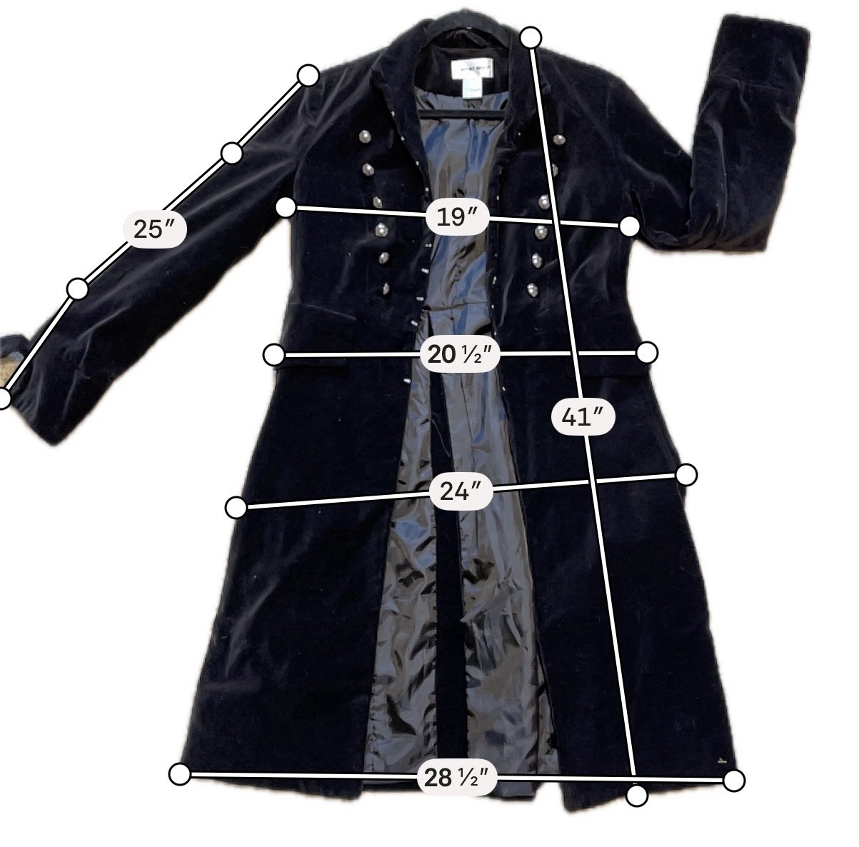 Vintage 90s Newport News Black Velvet Steampunk Military Coat Goth Jacket Sz 10