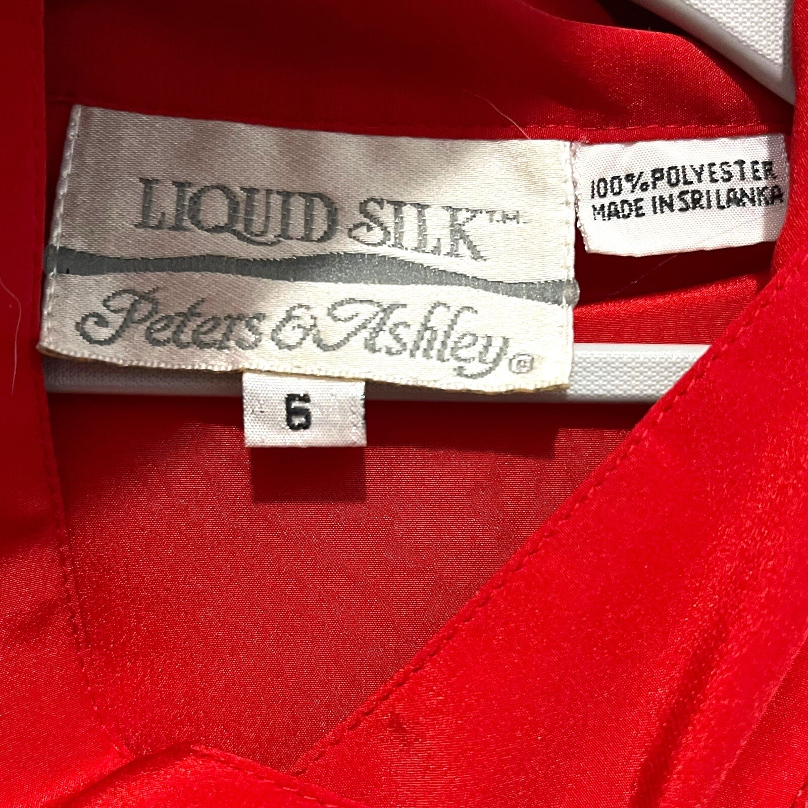 Secretary Librarian Top Blouse Women Size 6 Peters & Ashley Red Polyester Retro
