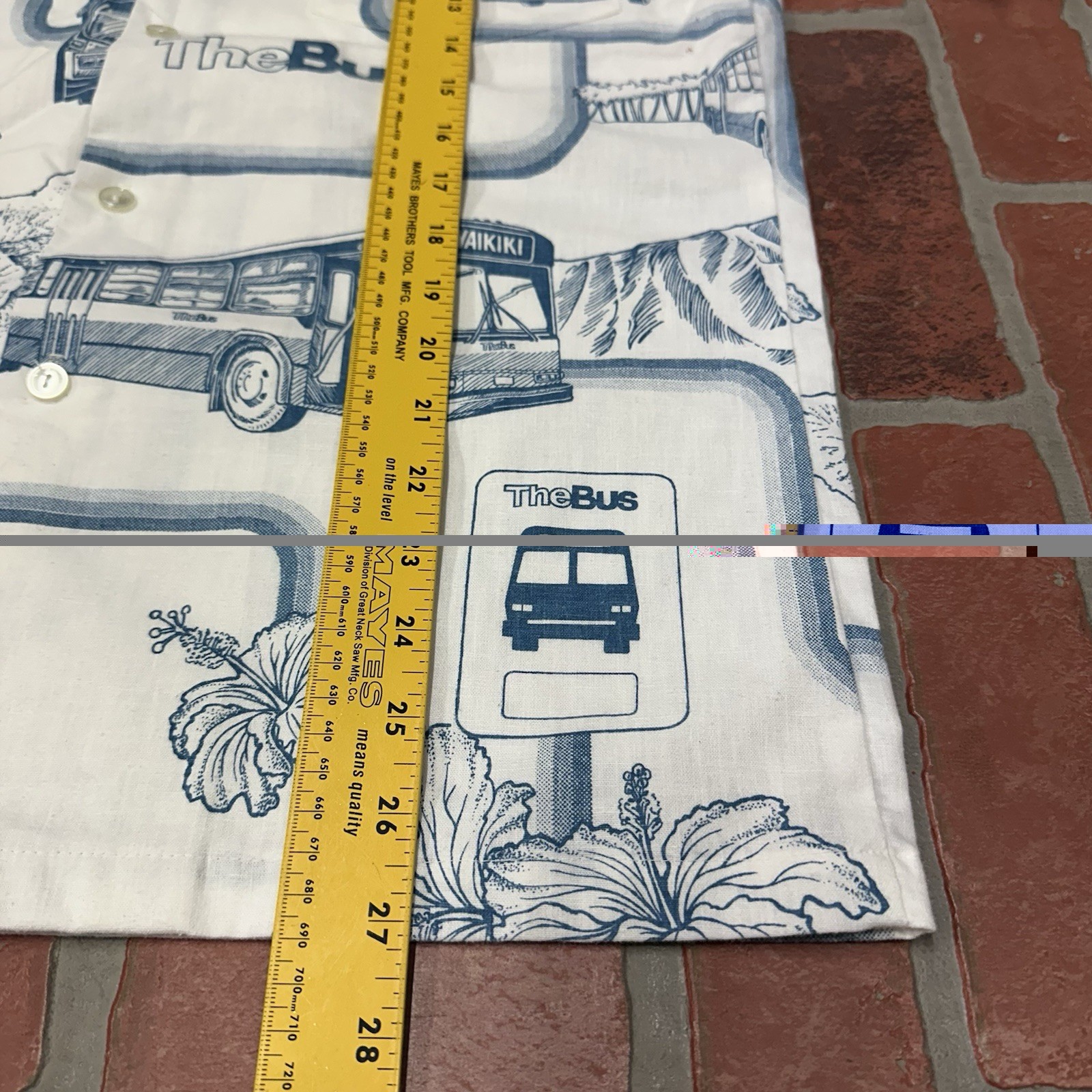 VTG 70s THE BUS HAWAII UNIFORMS AOP BUTTON UP WHITE BLUE SHIRT SZ 8 MALIA (31)