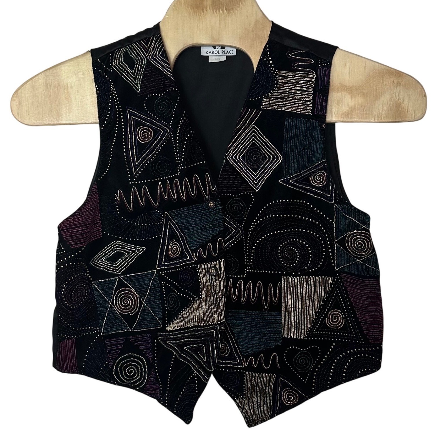 Vintage 80s 90s Funky Bold Geometric Vest Size L Multicolored Art Teacher Indie
