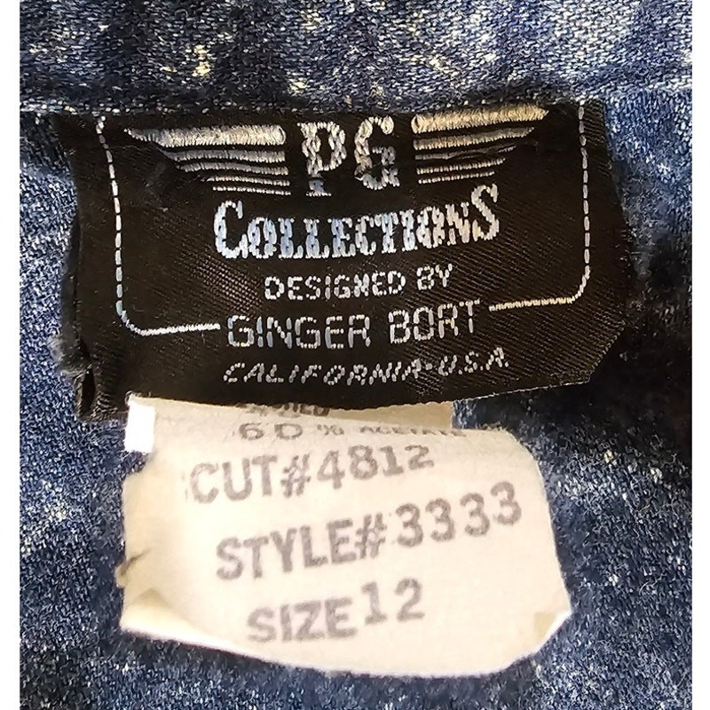 PG Collection Ginger Bolt vintage denim dress sz12 blue stonewash western 80s