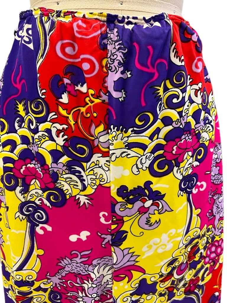 VTG 60s Palazzo Pants M Nylon Wide Leg High Rise Elastic Waist Lined