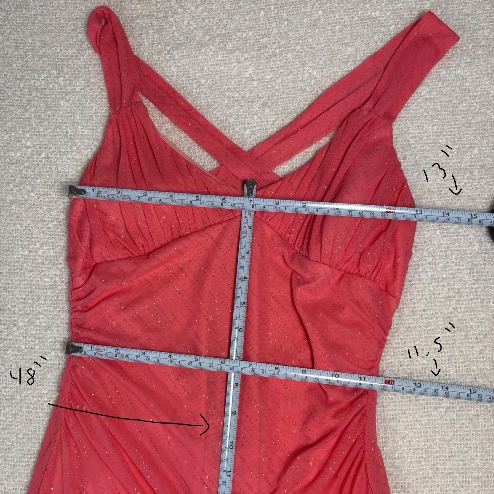 VTG city triangles hot pink glitter prom maxi formal dress y2k coquette dainty