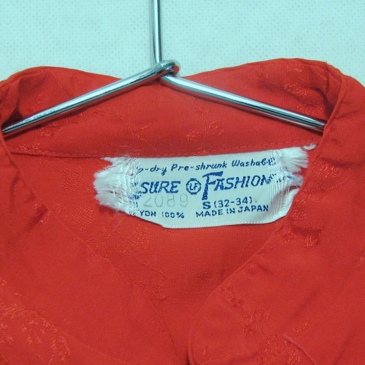 Japanese Blouse Top Shirt Traditional Mandarin Collar Covered Buttons Red Size S