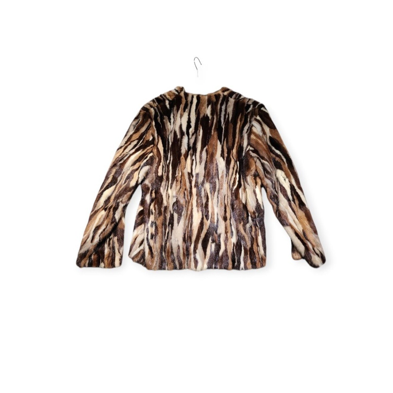 Vintage Schiaparelli Paris Pieced Mink Fur Coat Brown Patchwork Fur Jacket Women