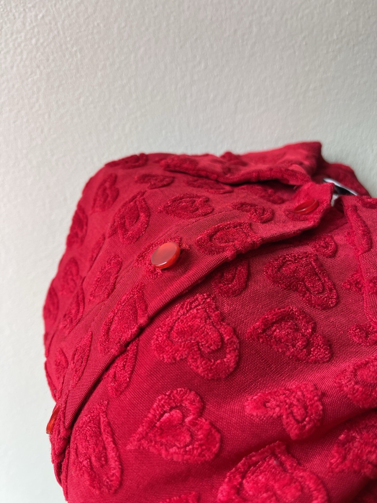 Vintage 90s Self Esteem Heart Print Button Shirt Size Large Valentines Day Y2K