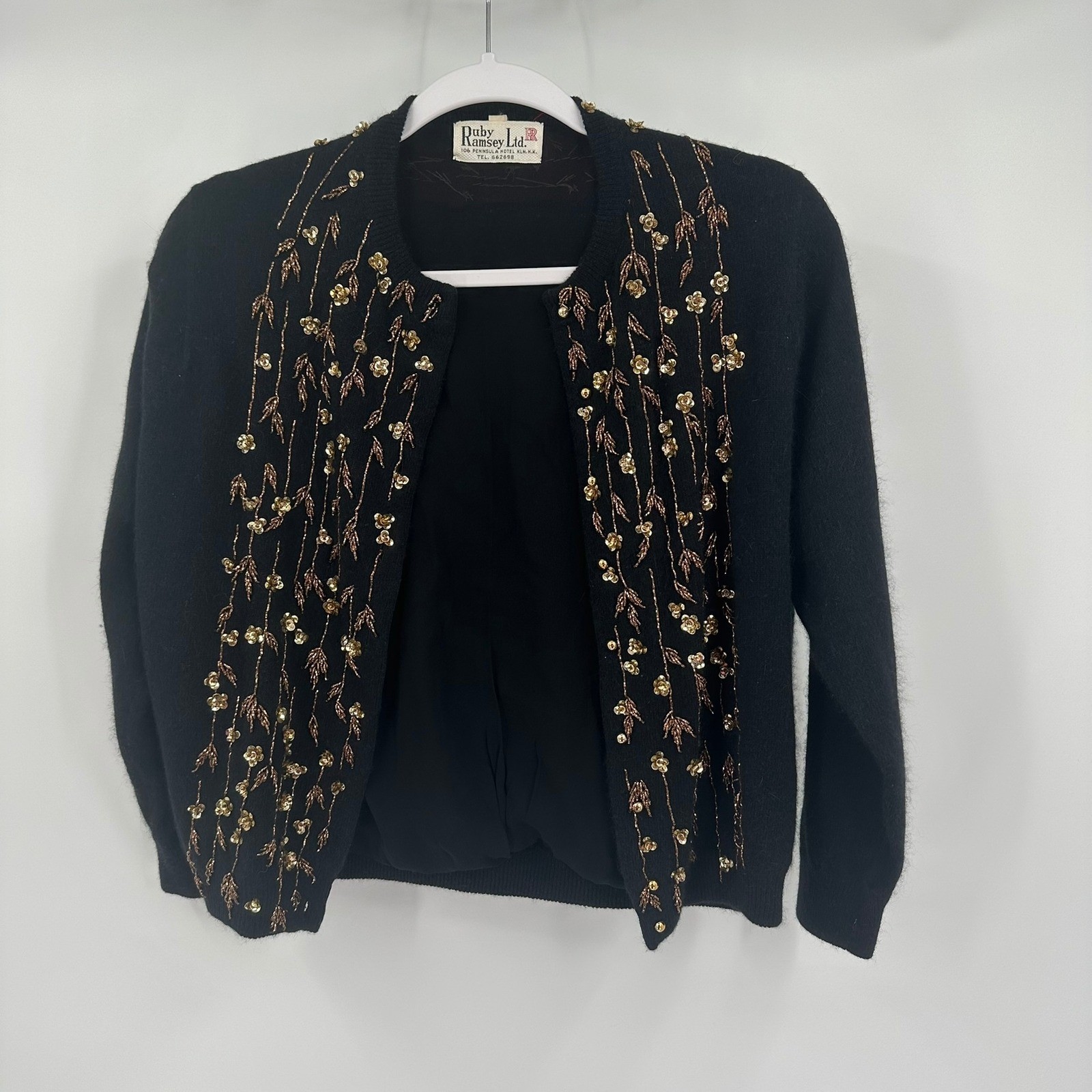 Womens Old Money Embellished Cardigan Sz L Gold Beaded Evening Vintage Art Deco