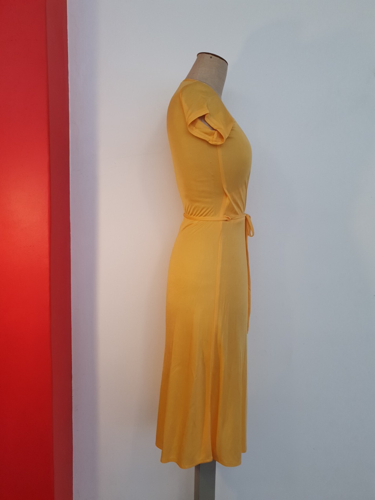 VINTAGE Bread & Butter 70s Dress XS Yellow fits AU 8
