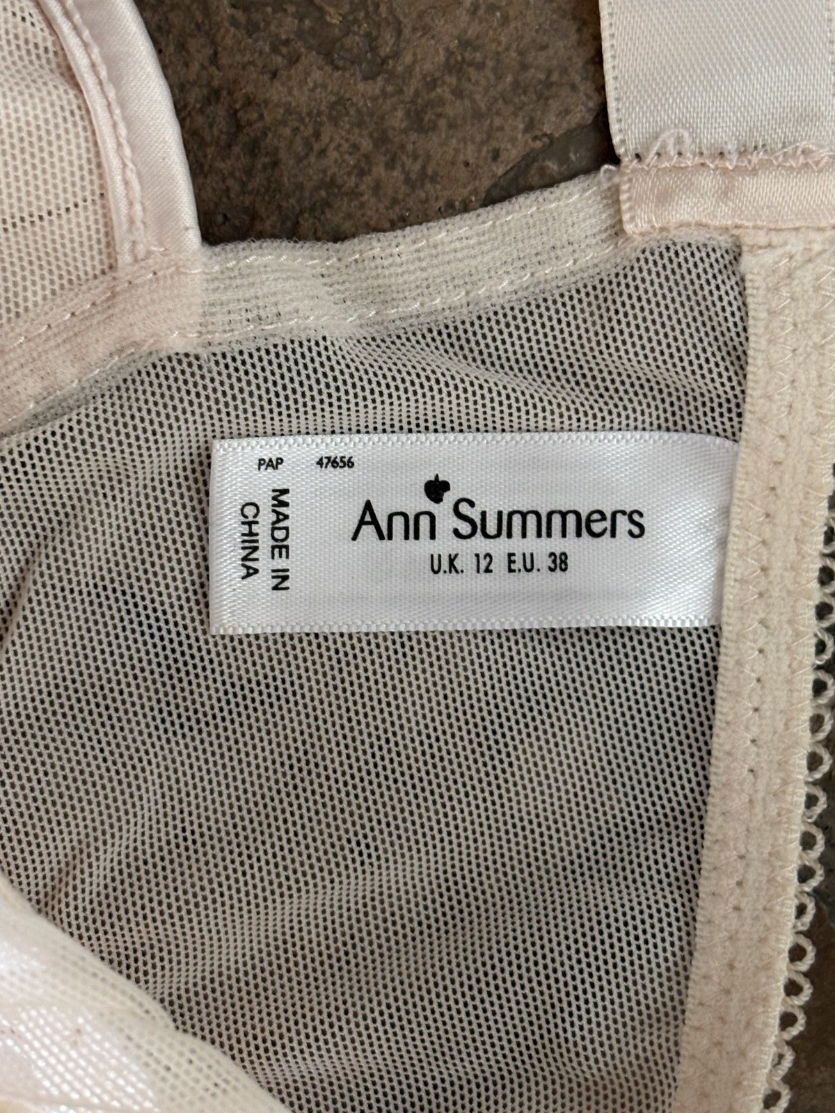 ANN SUMMERS UK 12 Ivory glitter satin lace Open Tie Back Bikini Panties NWOT