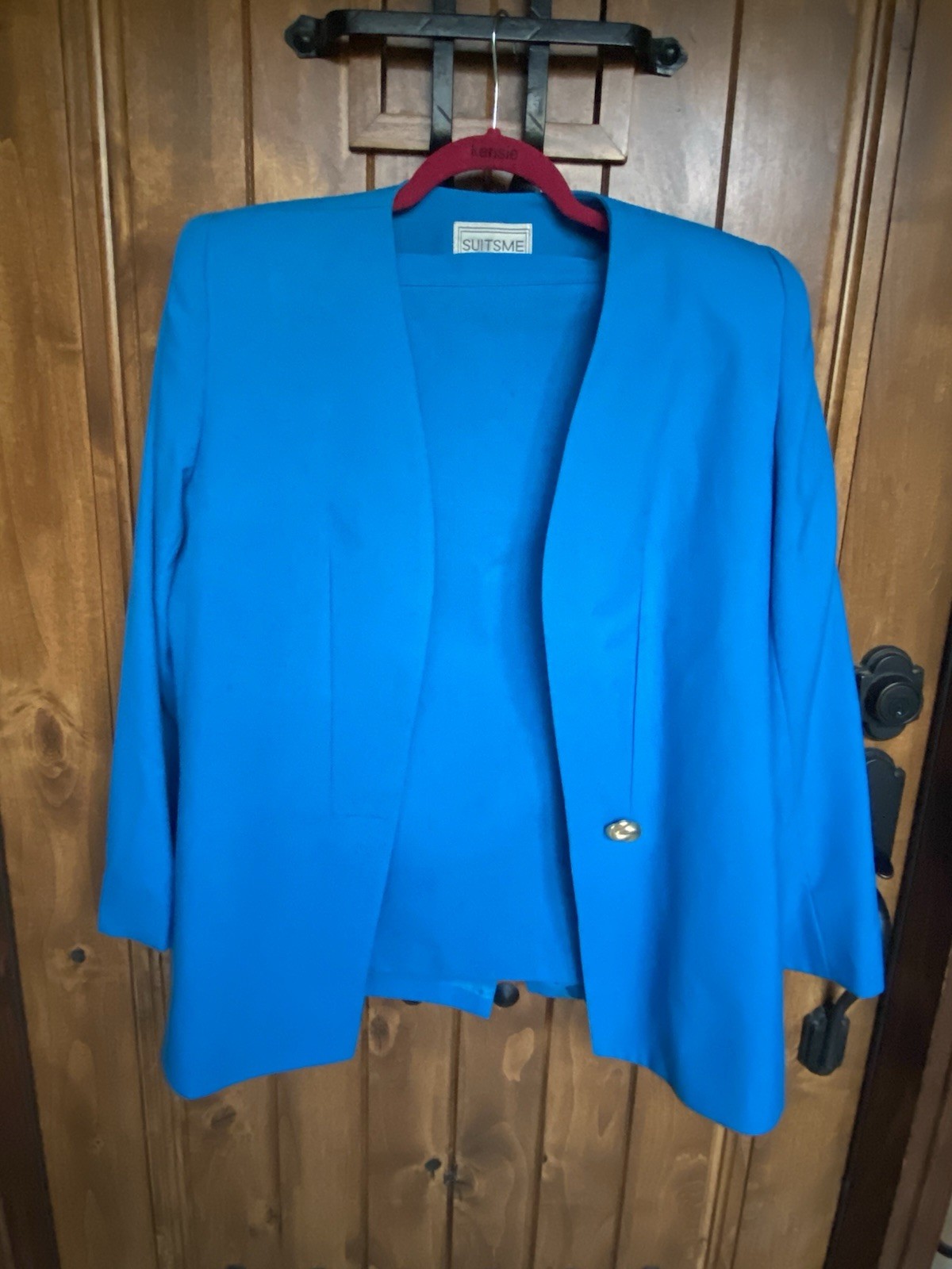 SUITSME Vintage Blue Blazer And Skirt Set