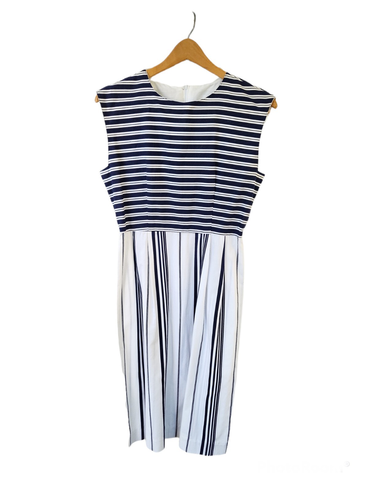 Vintage California Girl Petites Navy & White Midi Dress S/M