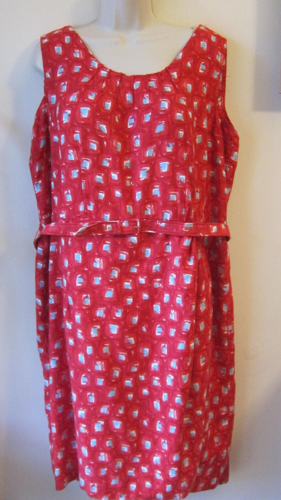 Aunt Lucy’s VTG 1940’s Handmade RED Day House Dress Belted~~Sz XL