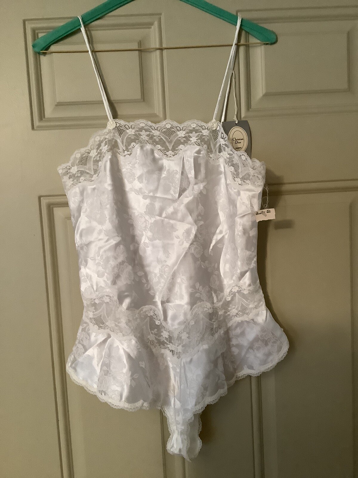 Christian Dior vintage white floral pattern lingerie petite romper with tags