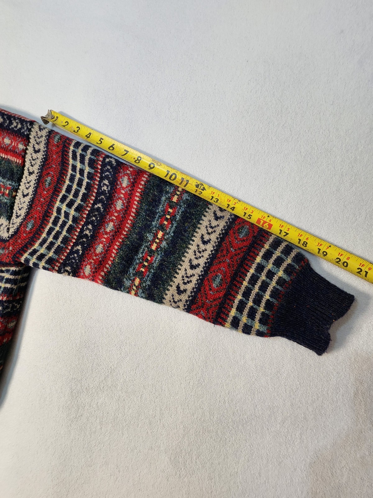 VTG Robert Scott Fair Isle 100% Wool Cardigan Sweater Boxy Grandpa Grannycore