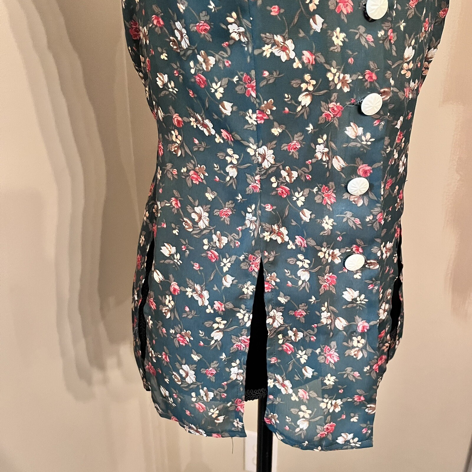Vtg KNAPP STUDIO 90’s Sleeveless Button Down Blouse Hunter Green Floral Sz 7 Y2K